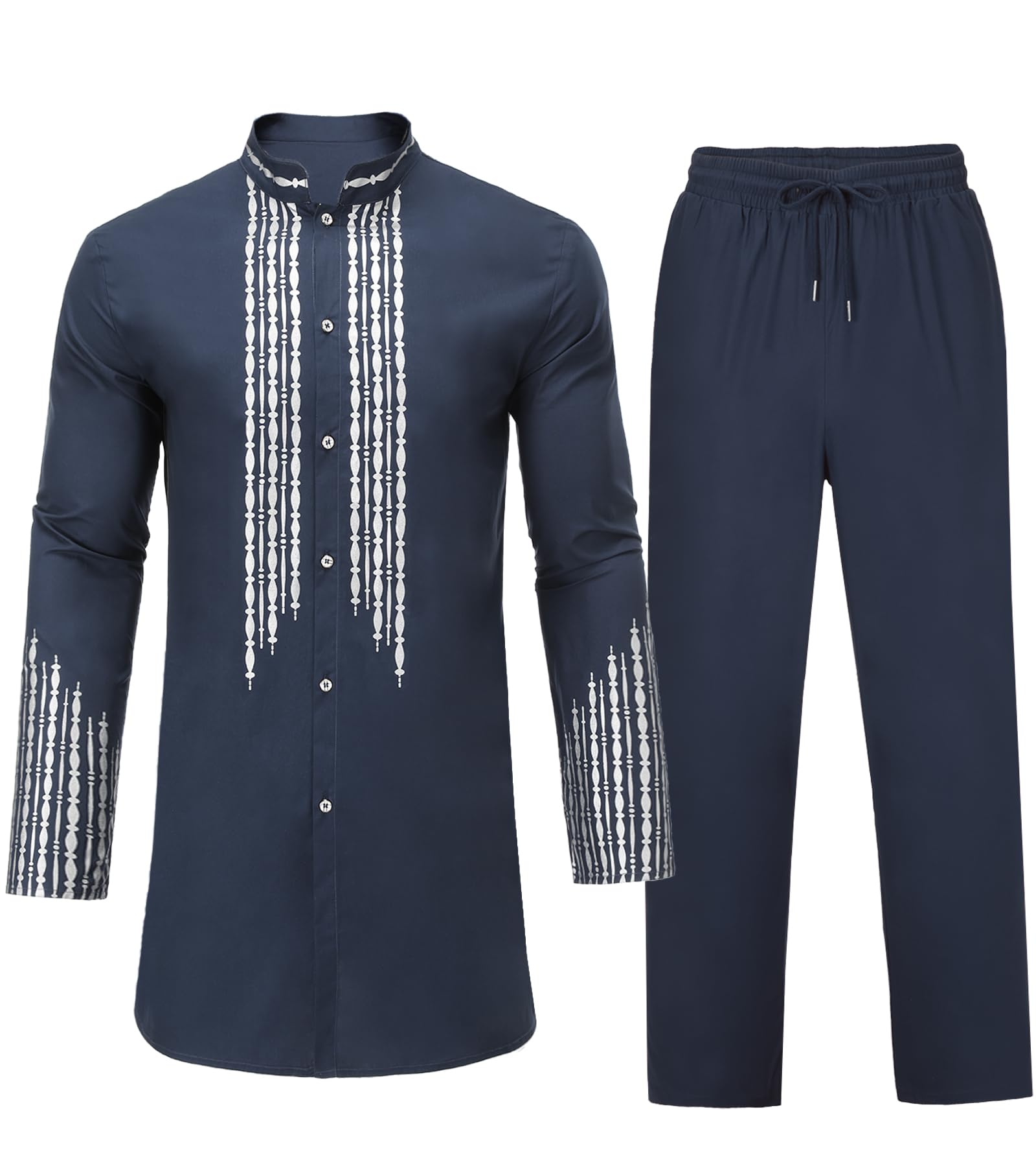 Buy DaupanzeesMens African 2 Piece Set Traditional Suit Dashiki Button