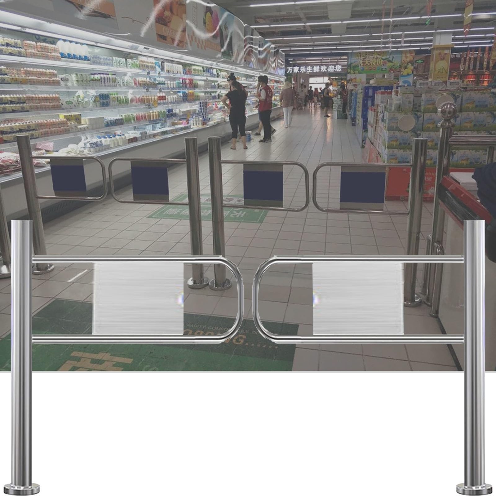 1-way Safety Swing Door Spring-loaded Automatic Closing Gate for Supermarket Warehouse Mall Entrance