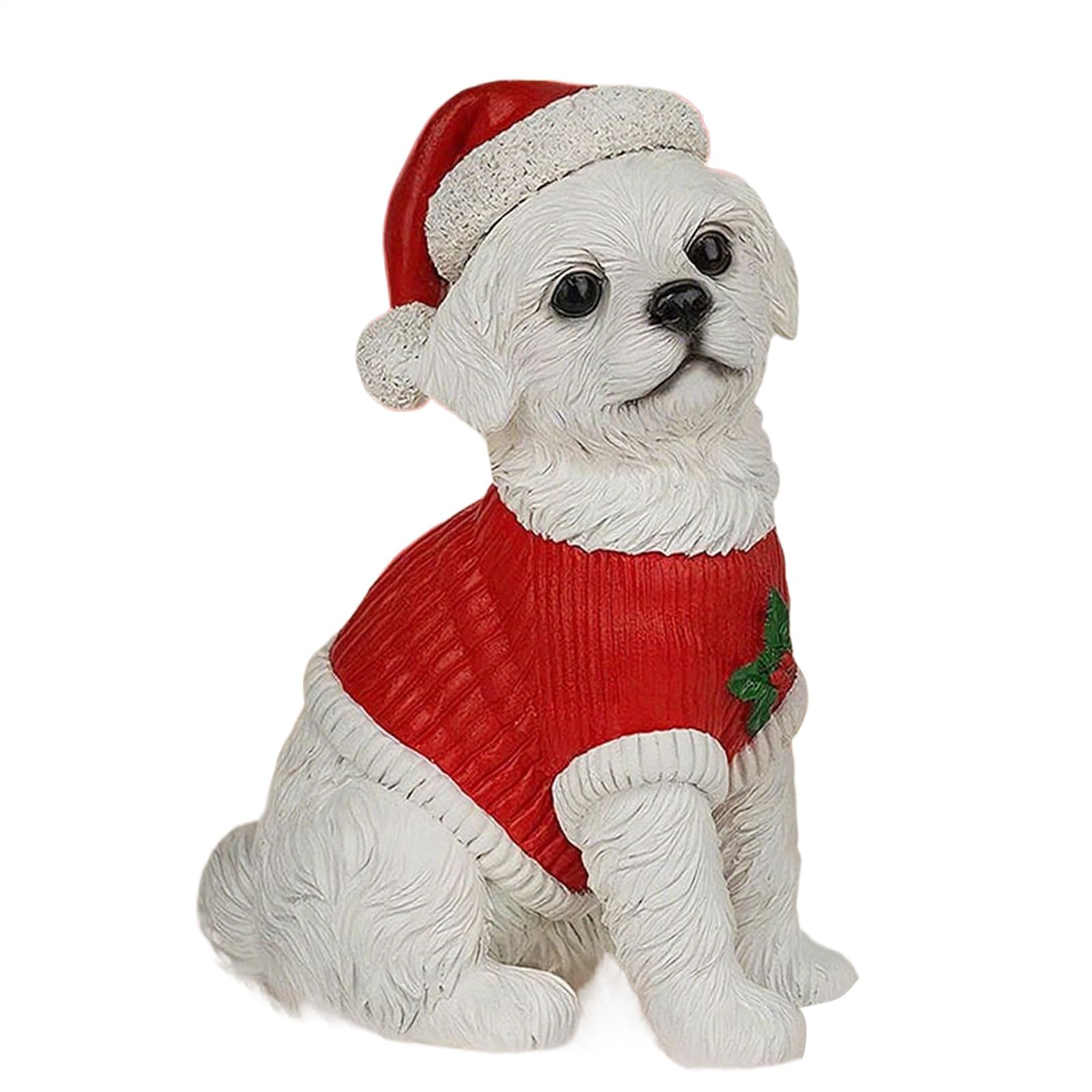Figurines de chien de Noël mignonnes et fournitures de fête en résine