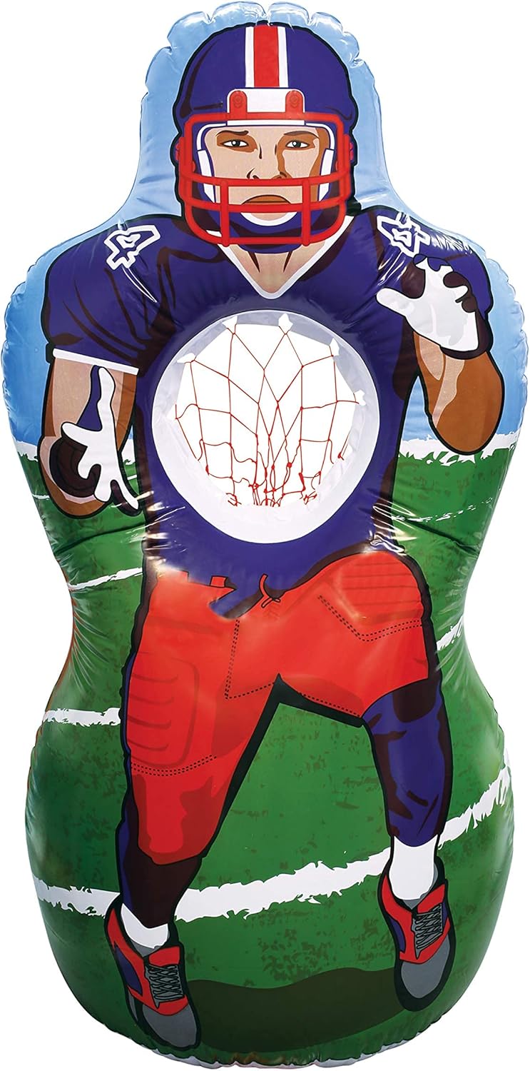 Kovot Inflatable Sports Target Set - Inflates to 5 Feet Tall! - Soft Mini Toss Balls Included Double-Sided (Football / Baseball) : Toys & Games