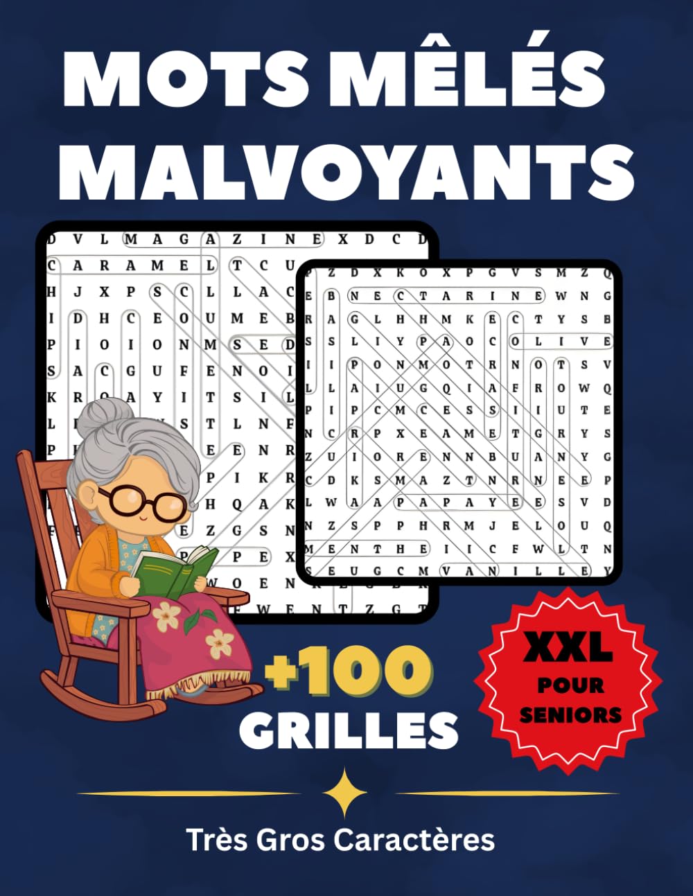 Mots Mêlés Malvoyants Gros Caractères XXL pour Seniors: plus 100 Grilles Faciles à Lire – Lettres Très Grandes – Idéal DMLA et Basse Vision – Format 8,5 x 11