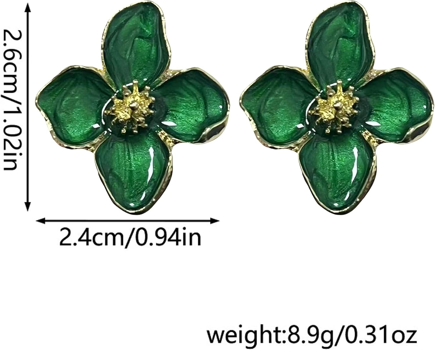 Drip Oil Four Petal Flower Earrings Vintage Boho Floral Stud Earrings for Women Party Jewelry