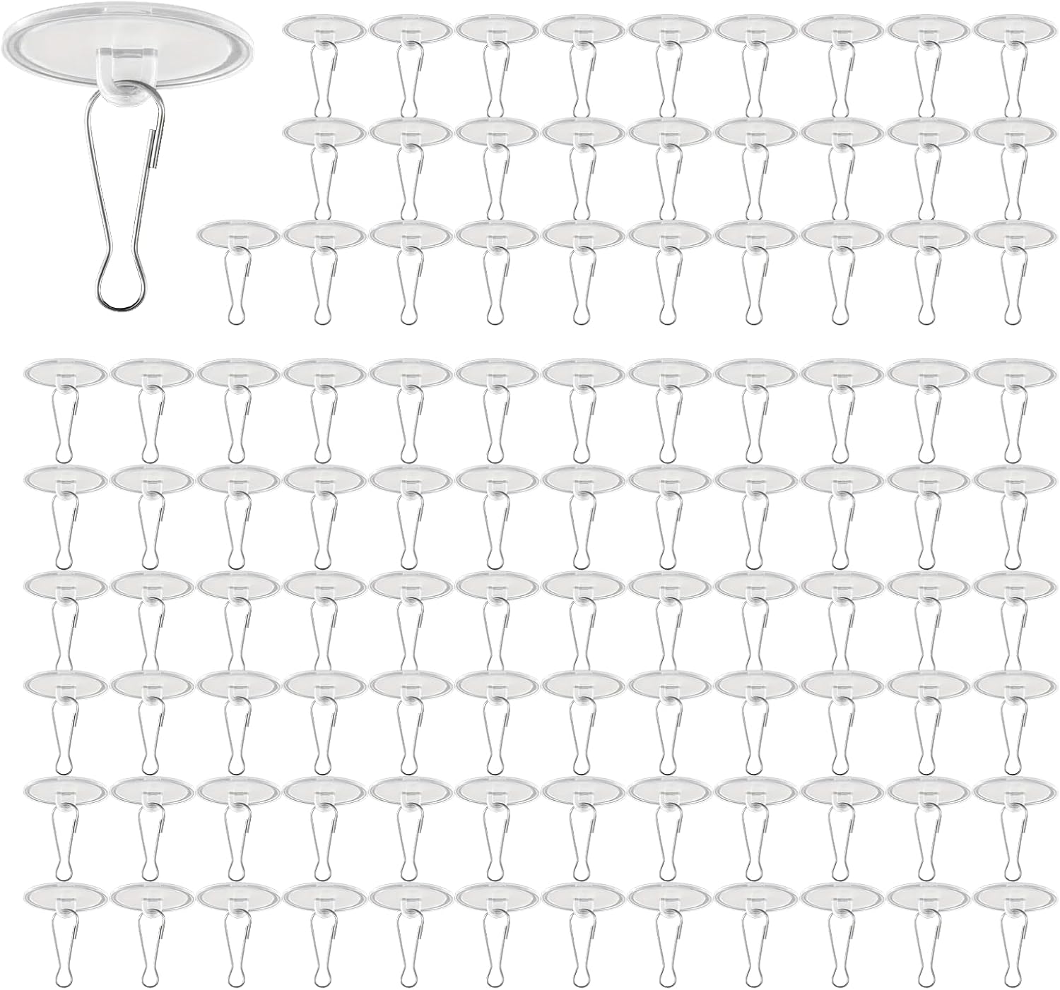 Self-Adhesive Ceiling Hooks 200 Pcs, No Drill Damage-Free for Party Decor
