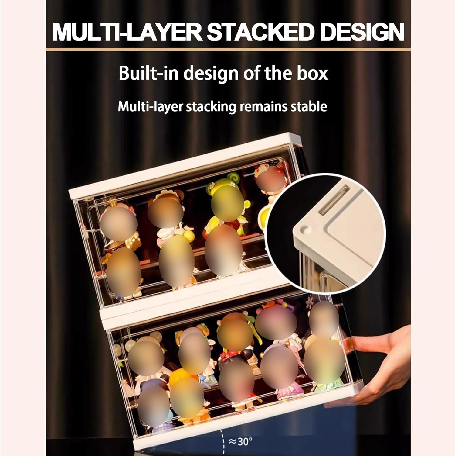 HCUDFN Two Pack Display Case, Transparent Character Display Box, Acrylic Storage Box with Magnetic Door, Dustproof Display Stand for Books, Dolls, Perfume, Cosmetics(27x14x26cm(10.6x5.5x10.2in))