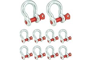10 Pack D-Ring shackles with towing capacity of 2204lbs