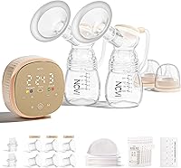 NCVI 8132 Portable Electric Breast Pump: Micro-Vibration, 4400mAh Battery, Hospital-Grade 300mmHg Suction, Fits 17-24mm