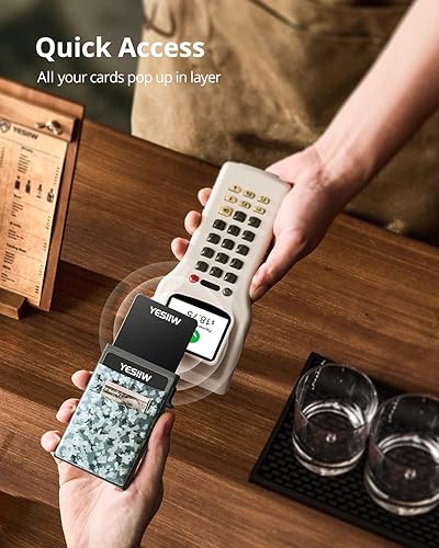 Miniatura 4 de YESIIW Cartera para hombre Cartera delgada para hombre con protección RFID, cartera para tarjetas desplegables, carteras minimalistas con bolsillo