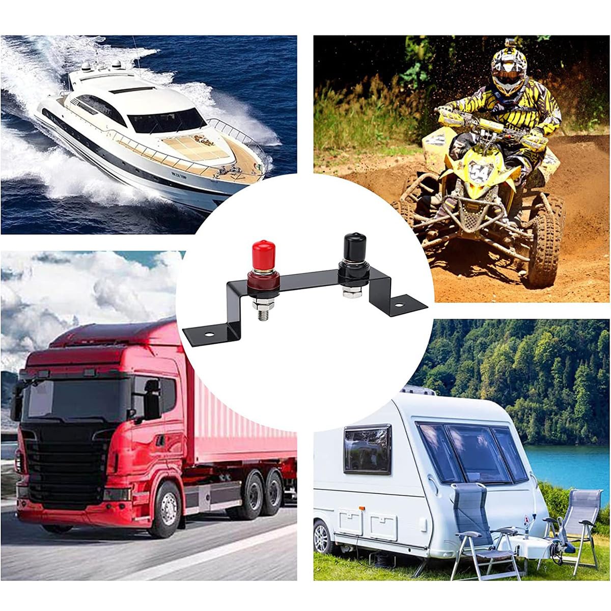 Kit di Collegamento per Batteria, Kit di riposizionamento remoto del terminale di Collegamento per Batteria con Cavo da 120 cm e Staffa di Montaggio, palo di Ricarica per Batteria Impermeabile