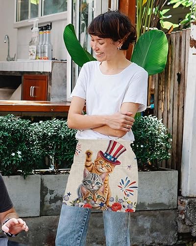 Miniatura 4 de DecorLovee Delantal de camarera con 3 bolsillos, diseño floral de primavera del 4 de julio, delantal de camarera del Día de la Independencia,