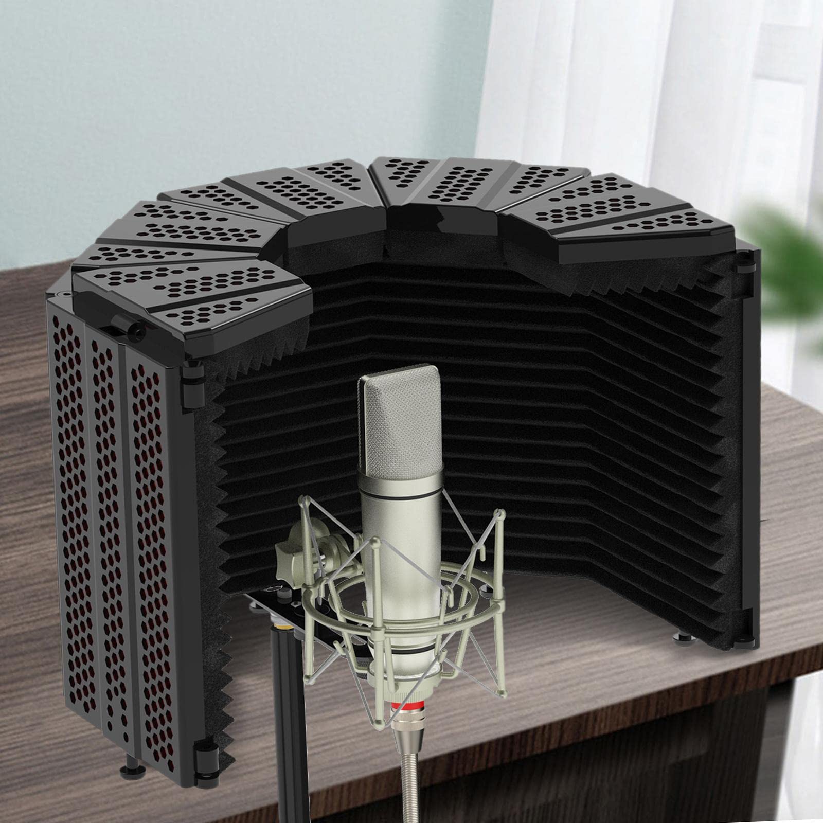 Studio Mikrofon Isolationsschild 5 Windschutz Faltbar Professionell für Studio