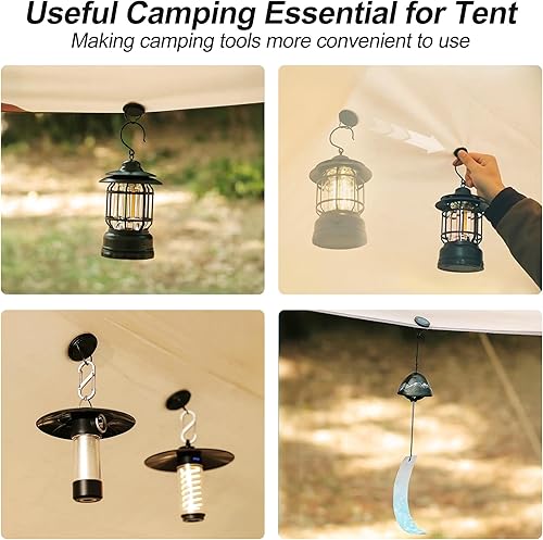 Miniatura 4 de Ganchos magnéticos fuertes para camping, accesorios de tienda de campaña, 2 ganchos magnéticos con 2 ganchos en S para tienda de campaña, colgador