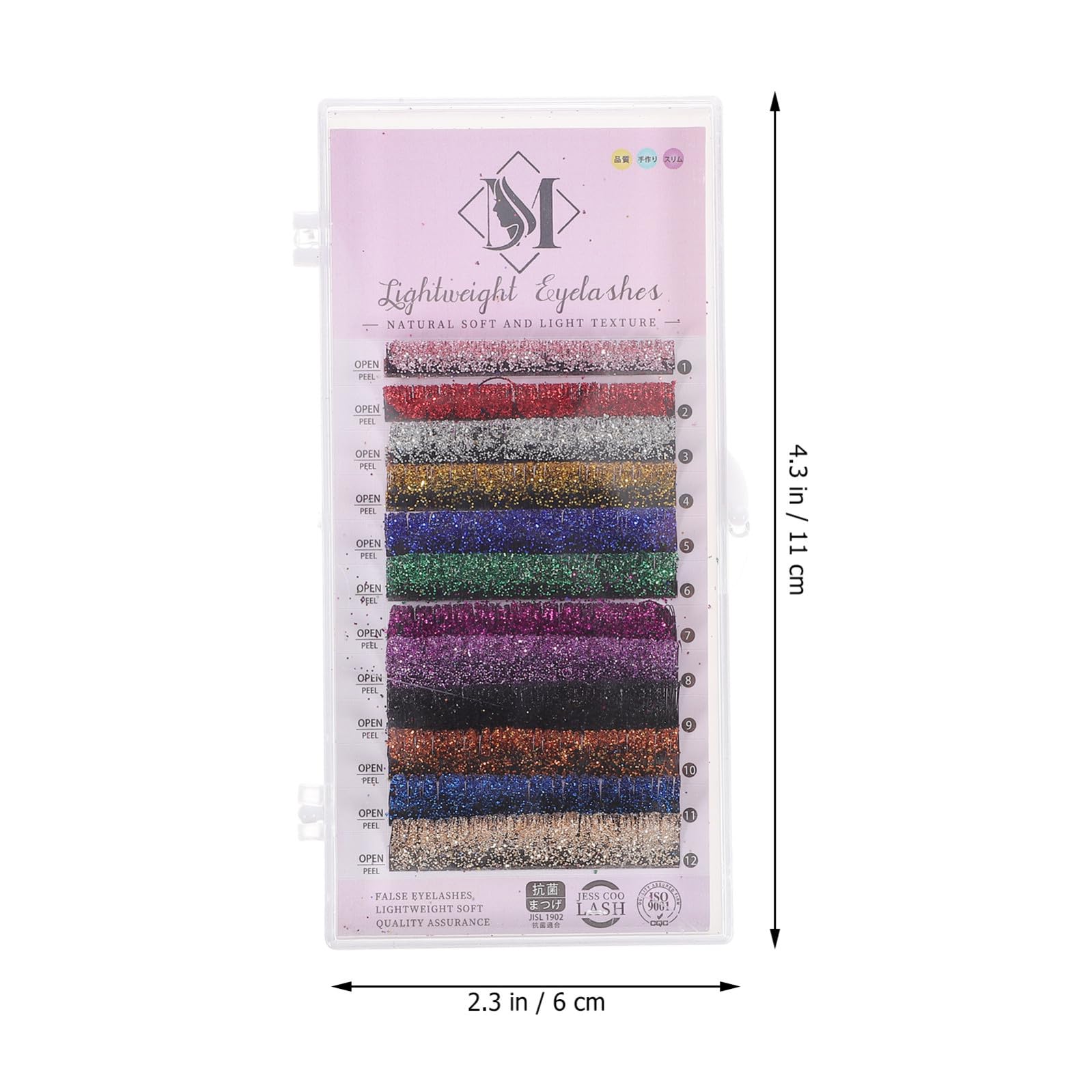 Baluue 18paia Lunghe Estensioni Di Ciglia Glitterate Colorate Da Ciglia Per Cosplay e Feste Sicure e Confortevoli Per Trucco e Spettacoli