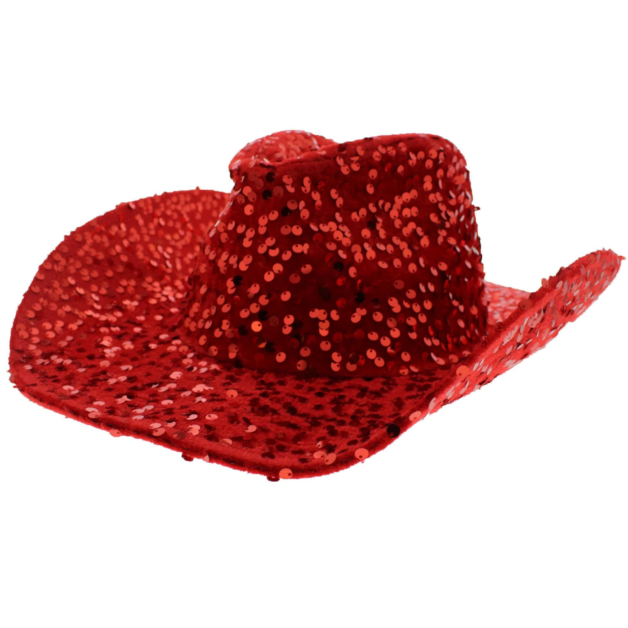 Zac's Alter Ego Fancy Dress Luxury Sequin Cowgirl/Cowboy Hat - Black, Baby Pink, Fuchsia Pink, Red or Silver