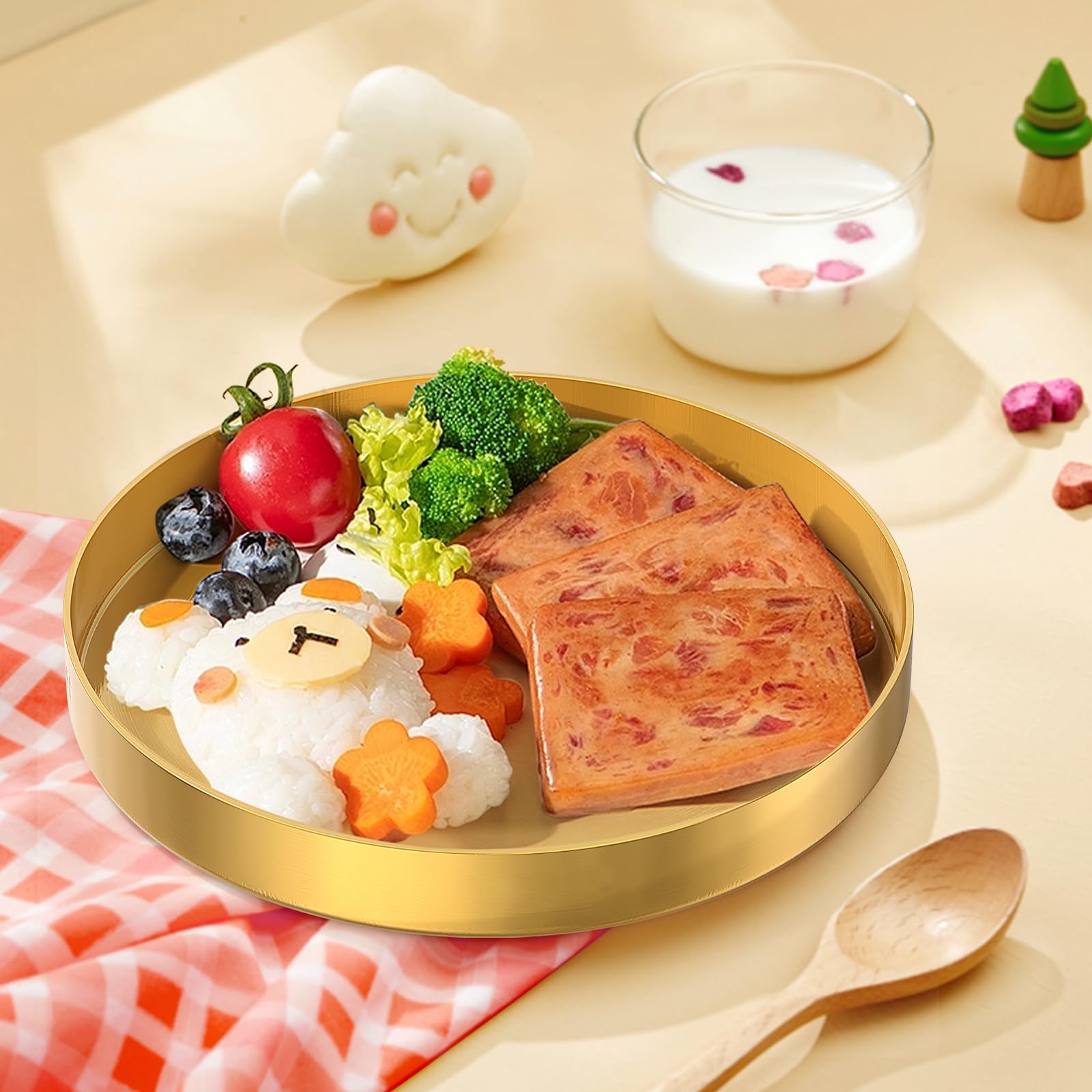 Lnopever Goldenes Tablett Rund Ø20cm - Edelstahl Deko Tablett Gold