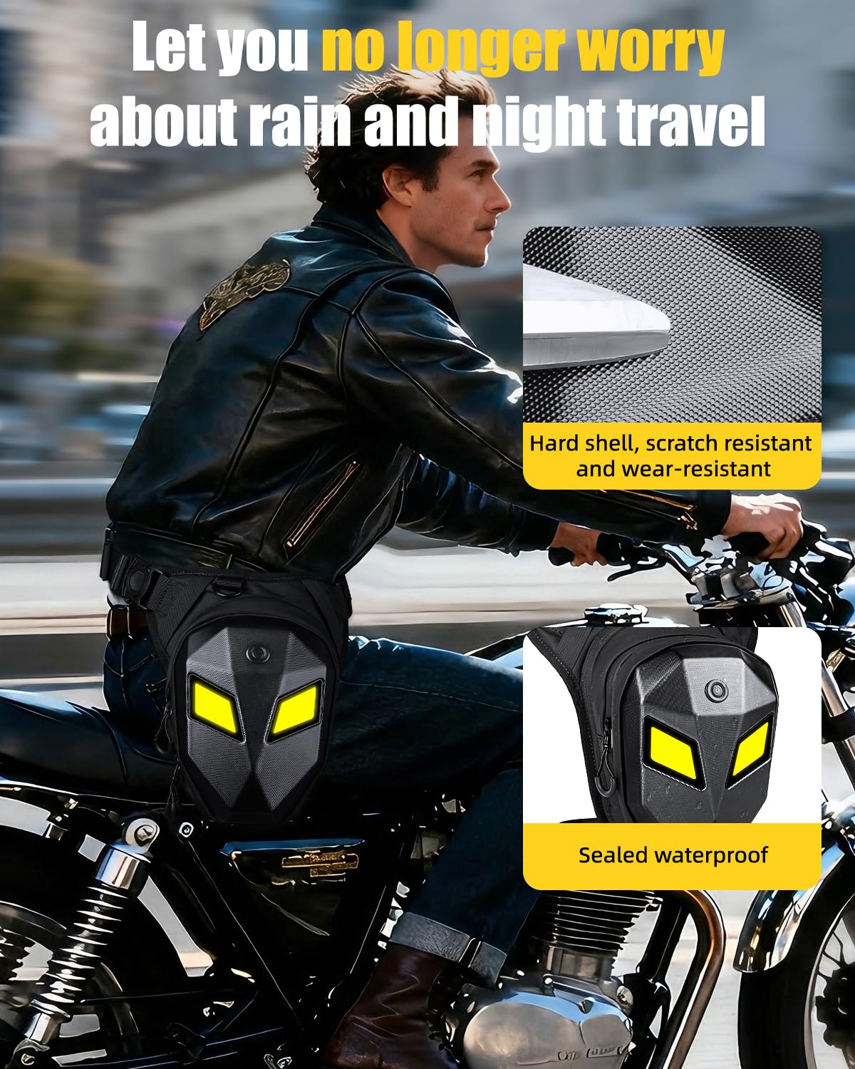 Borsa da coscia, borsa da gamba per moto impermeabile, borsa da gamba per uomo e donna, espandibile per ciclismo, escursionismo, arrampicata e pesca (Banca Elettrica Non Inclusa)