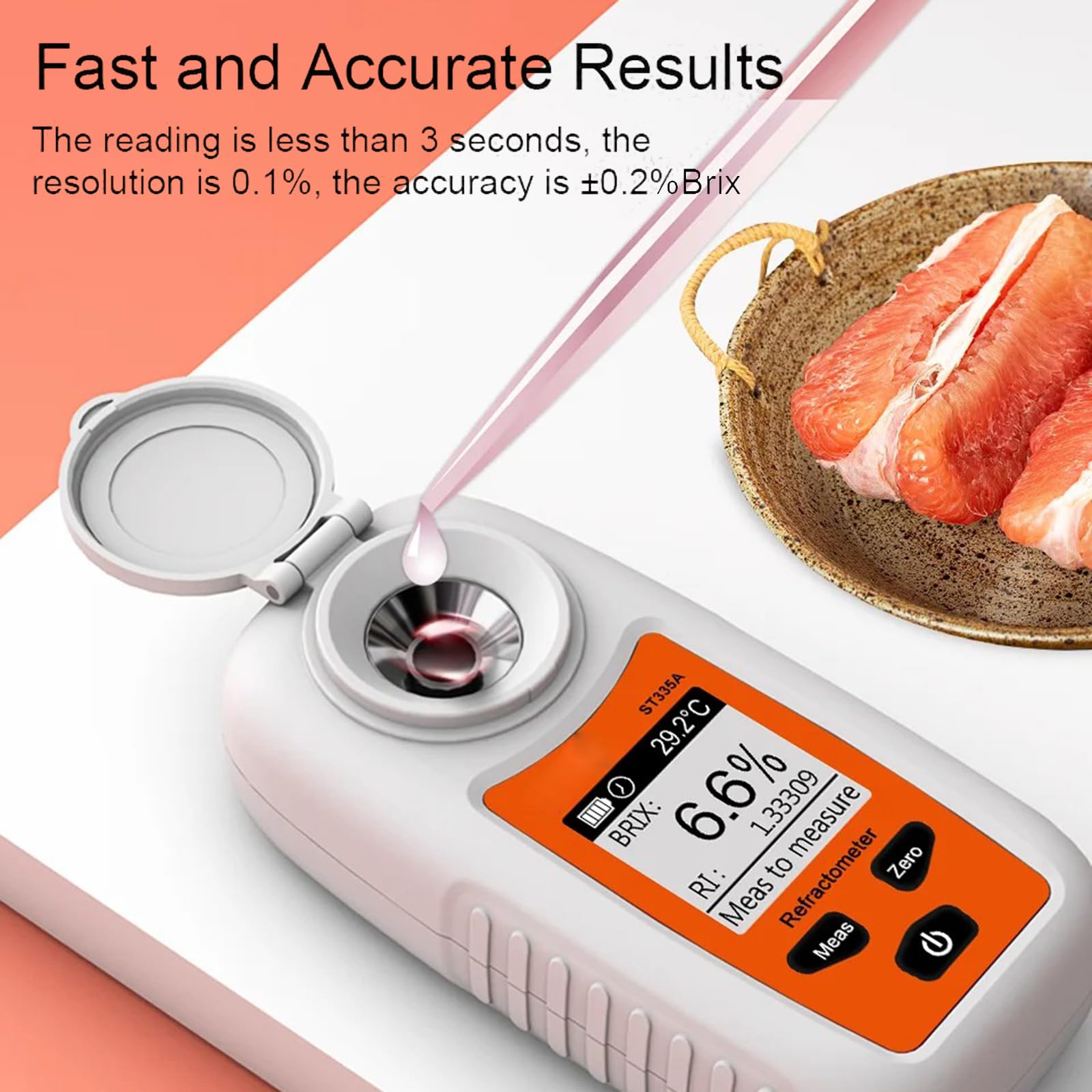 GMBYLBY Multipurpose LCD Refractometer Metal+Plastic Accurate Sugar Testing Analysis High Precise for Food and Beverage Industry