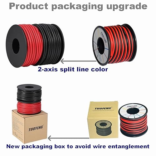 Vista 46 de Alambre de silicona 10 AWG 2 conductores línea de cable paralelo de 20 pies [10 pies negro y 10 pies rojo] alambre trenzado calibre 10 - Alambre