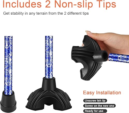 Miniatura 4 de Floral Canes for Women Folding Cane for Stability with Non-Slip Base, Adjustable Walking Cane for Seniors - Lightweight Collapsible Walking Sticks