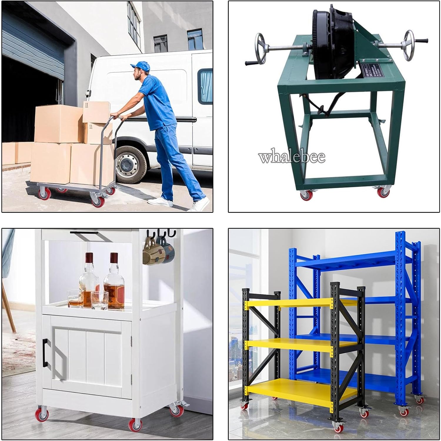 静音 大型キャスター 車輪径100mm 125mm 150mm 200mm 2個固定キャスター+2個旋回キャスター ブレーキ付き D