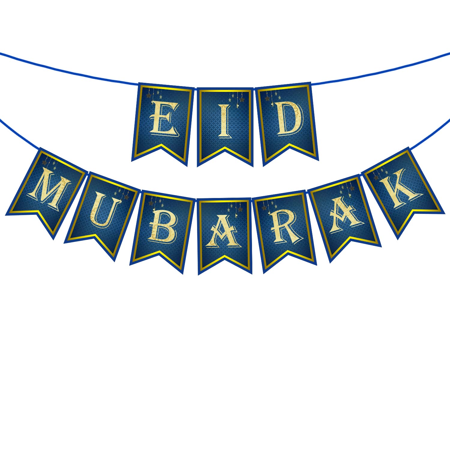 Eid Mubarak Banner & Decorations - Gold Dust Cardboard Bunting Garland For Home, 42 Inch String - View #7