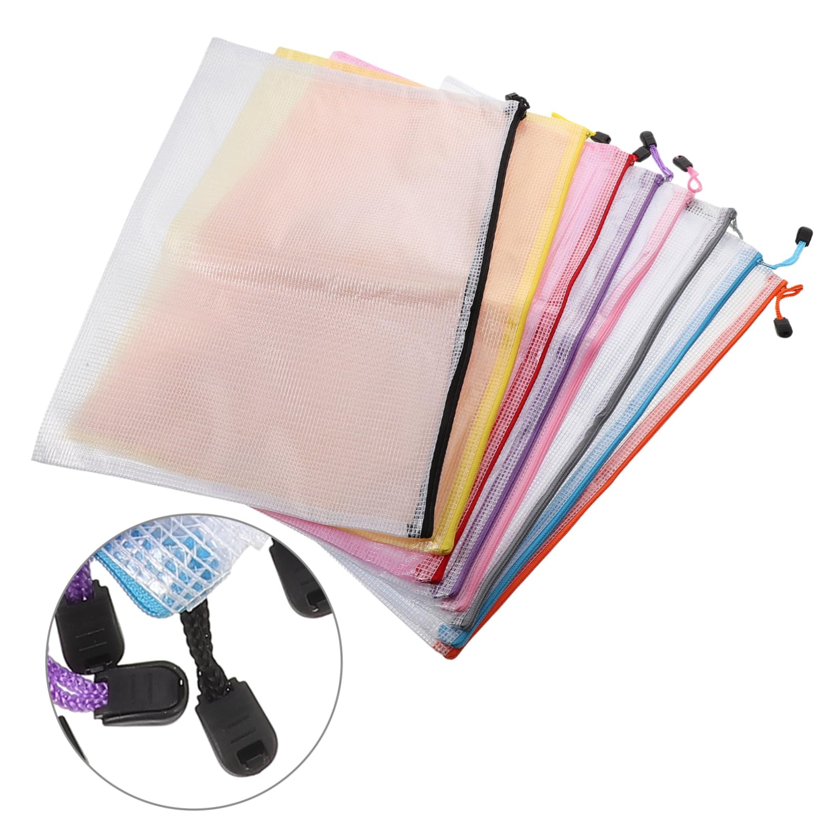 Buste Portadocumenti A3 Zip in Pvc Trasparente 16 Pezzi | Finitura a Griglia, Formato Grande, per Ufficio e Viaggio, per Fogli e Prove, Ordine e Visibilità