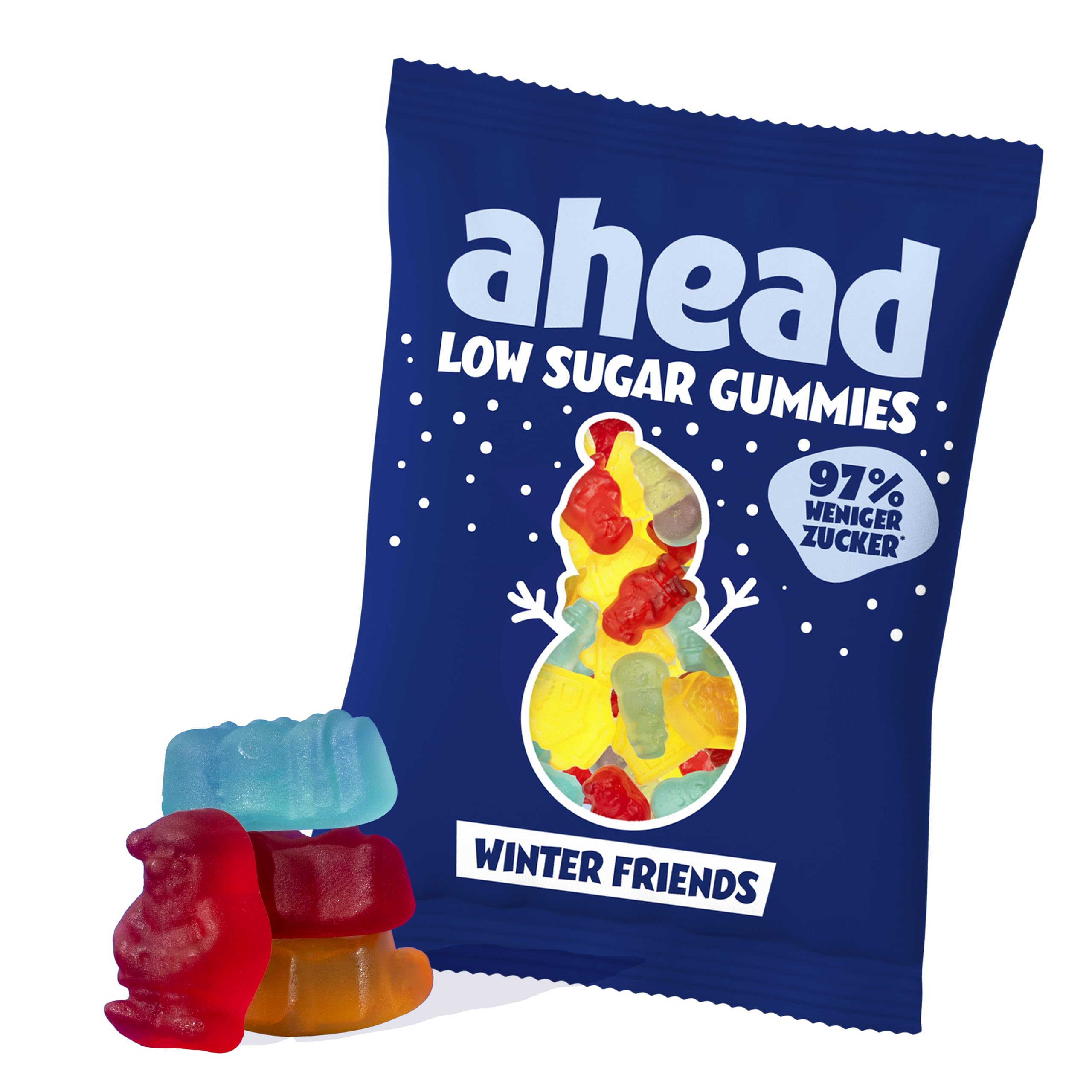 al gear gummibärchen ahead Winter Friends | Winterlicher Fruchtgummi 18 × 50g | Gummibärchen ohne Zuckerzusatz | Nur 1g Zucker & 78 kcal pro 50g thema-geburtstag Stollen lagern: So bleibt Color:T41