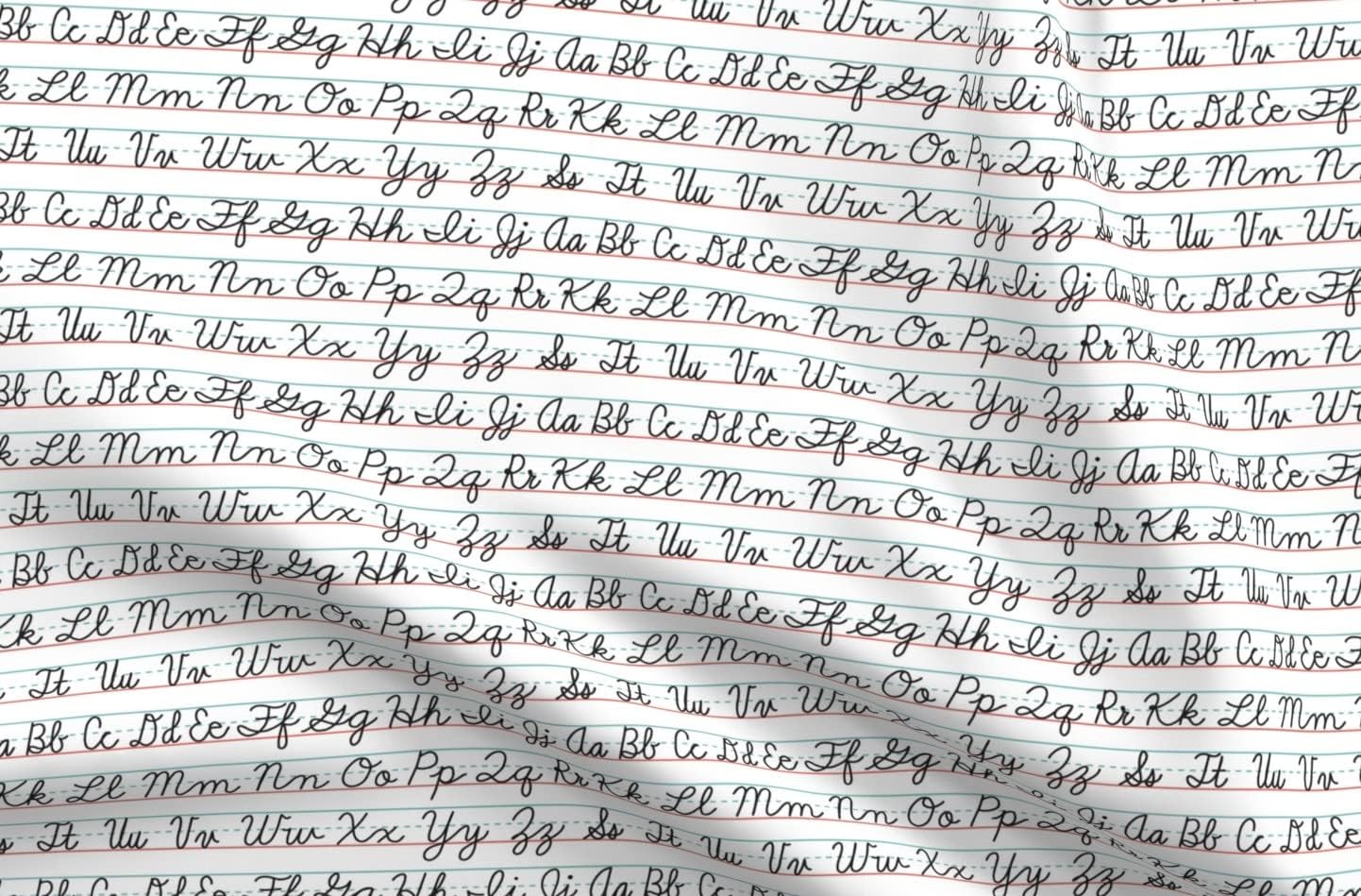 Spoonflower Fabric - Cursive Handwriting White Lines School Pen Penmanship Printed on Petal Signature Cotton Fabric Fat Quarter - Sewing Quilting Apparel Crafts Decor
