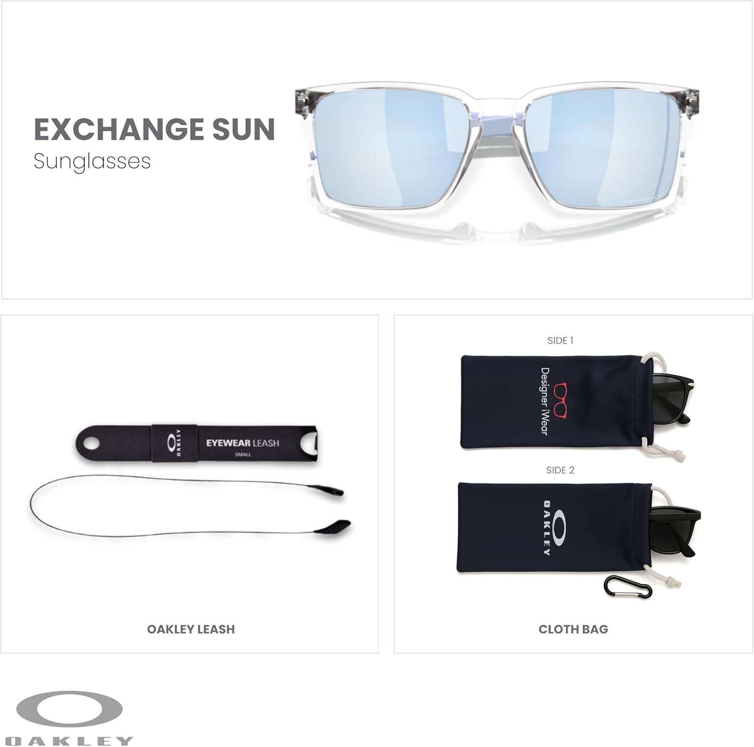 OAKLEY Exchange Sun OO9483 Rectangle Sunglasses for Men for Women+ Bundle Accessory Leash Kit, Microfiber Pouch - Image 2