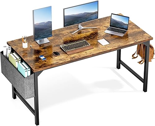 OLIXIS Escritorio de computadora para oficina en casa de 55 pulgadas para escribir, estudio, escritorio de trabajo, bolsa de almacenamiento para