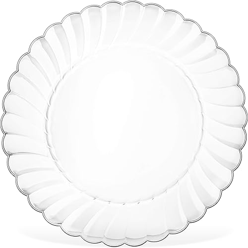 Oasis Creations Juego de platos de plástico duro de alta calidad de 50 x 9 pulgadas, lavables y reutilizables, suministros de fiesta para