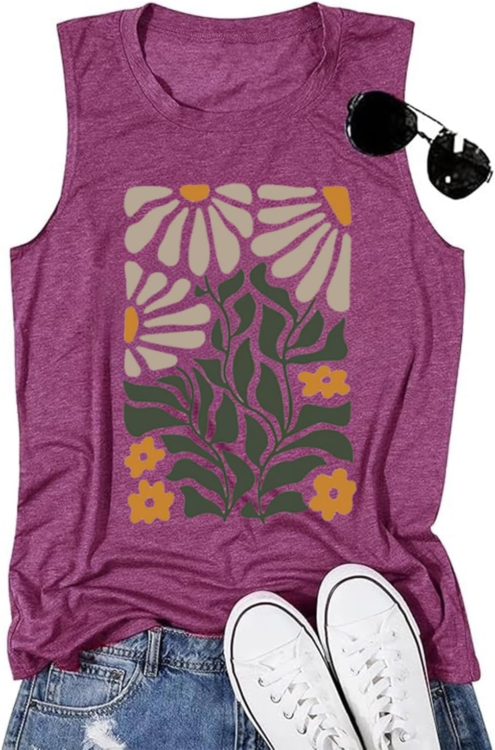 Sleeveless Tank Tops for Women Summer Casual Blouses Graphic Tees Loose Fit Crewneck Vacation Outfits Shirts Large Wine Red