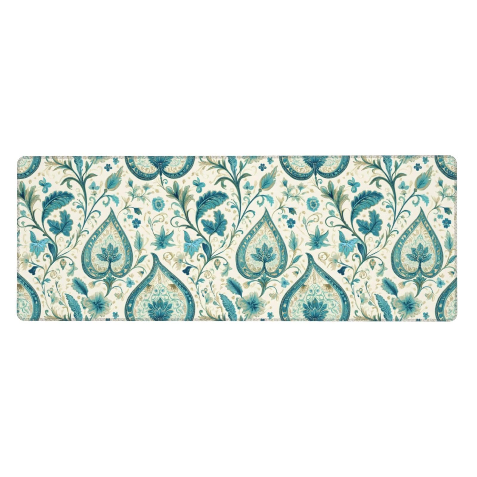 Tapis de souris avec bords cousus grand format et base imprimé turquoise - 8