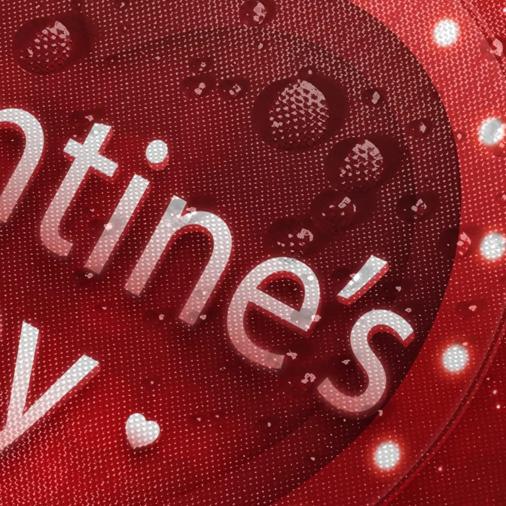 Valentine's Day Shower Curtain with Hooks Big Red and Pink Romantic Love Heart Shower Curtain for Valentines Day Bathroom Decorative Waterproof Polyester Fabric, 72x78 Inch