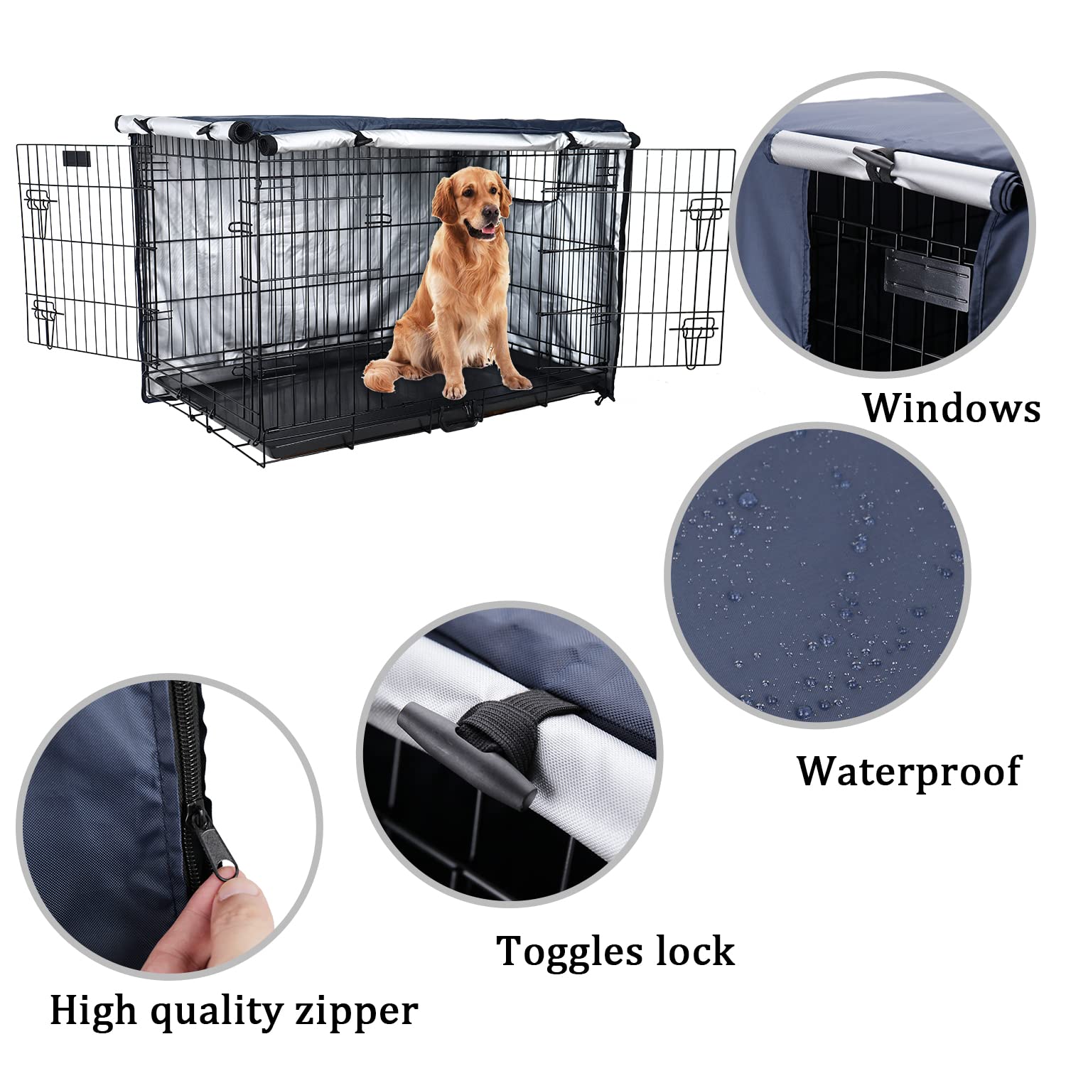 Hundekäfig Abdeckung für Drahtkäfige 94x61x63.5cm Hundebox Abdeckung Winddicht Langlebig Schwarz für Hundehütten Hundekäfig Zubehör Innen Draussen Zuhause