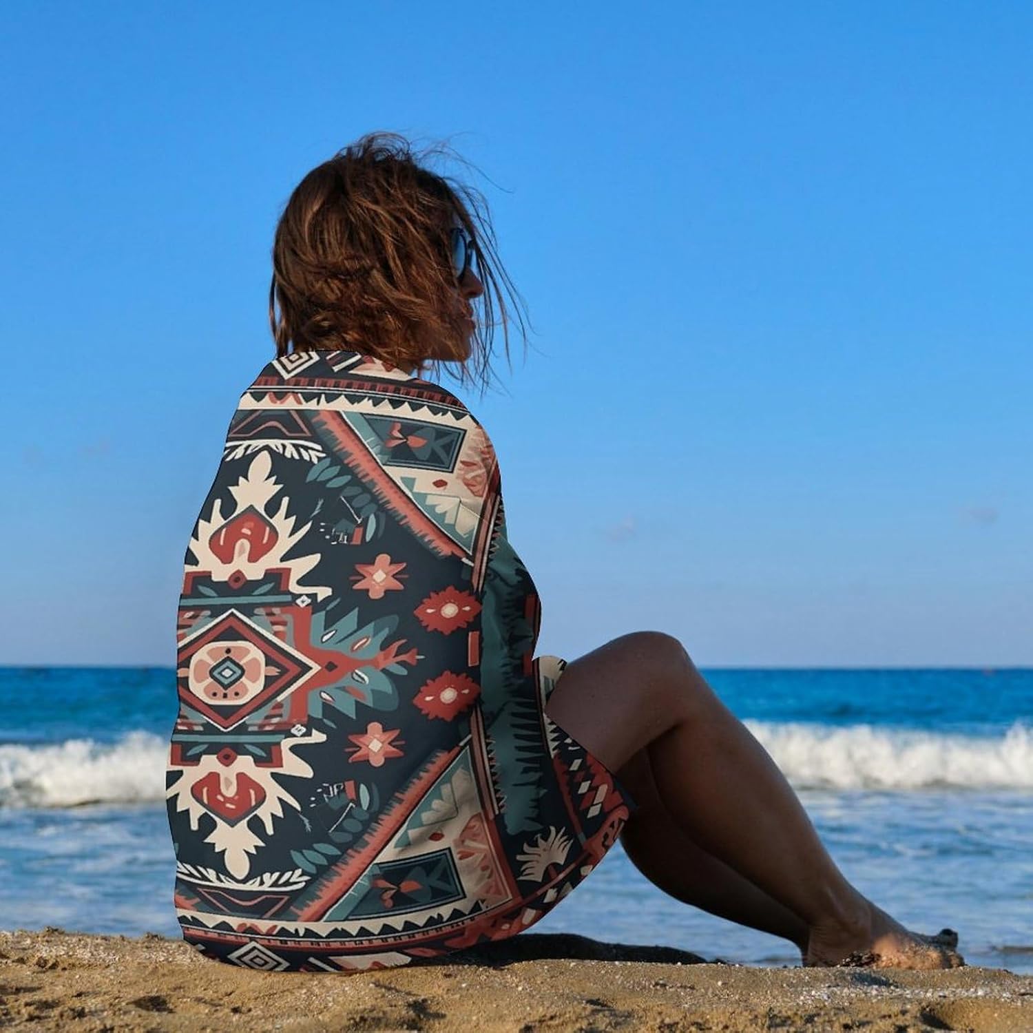 Swimming Towel, Aboriginal Style Patterns Printed Fashion Towel,Portable Towel,Durable Towel