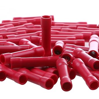 AIRIC 22,20,18,16 AWG/Gauge Red Butt Connectors Wire Crimp Splice Terminals | UL,100 Pcs