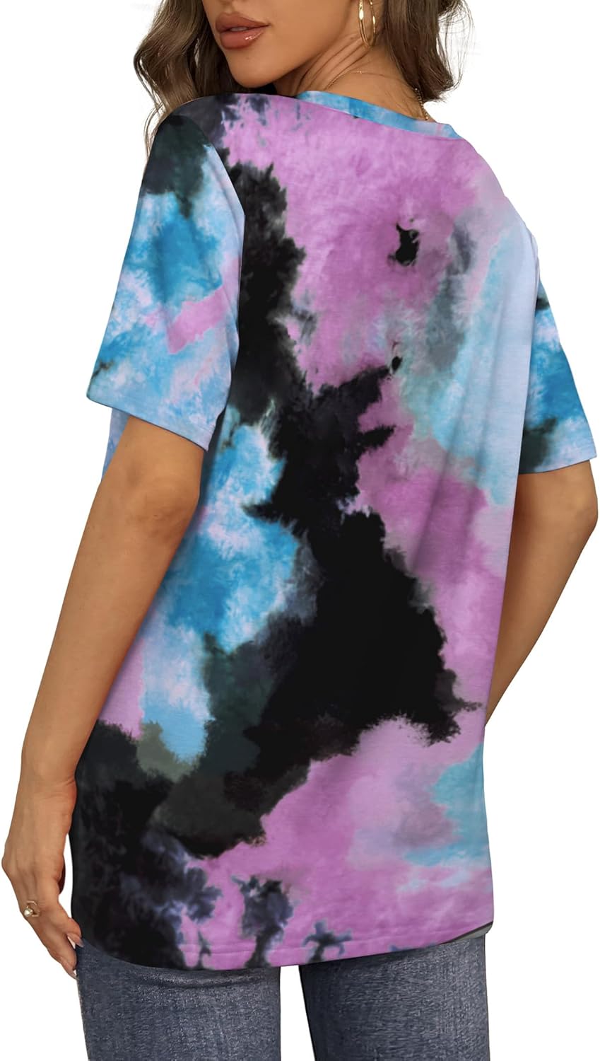 T Shirts for Women Dressy Casual Short Sleeve Blouses Summer Outfits Fashion Plus Size Clothing Tie Dye 4XL - Image 5