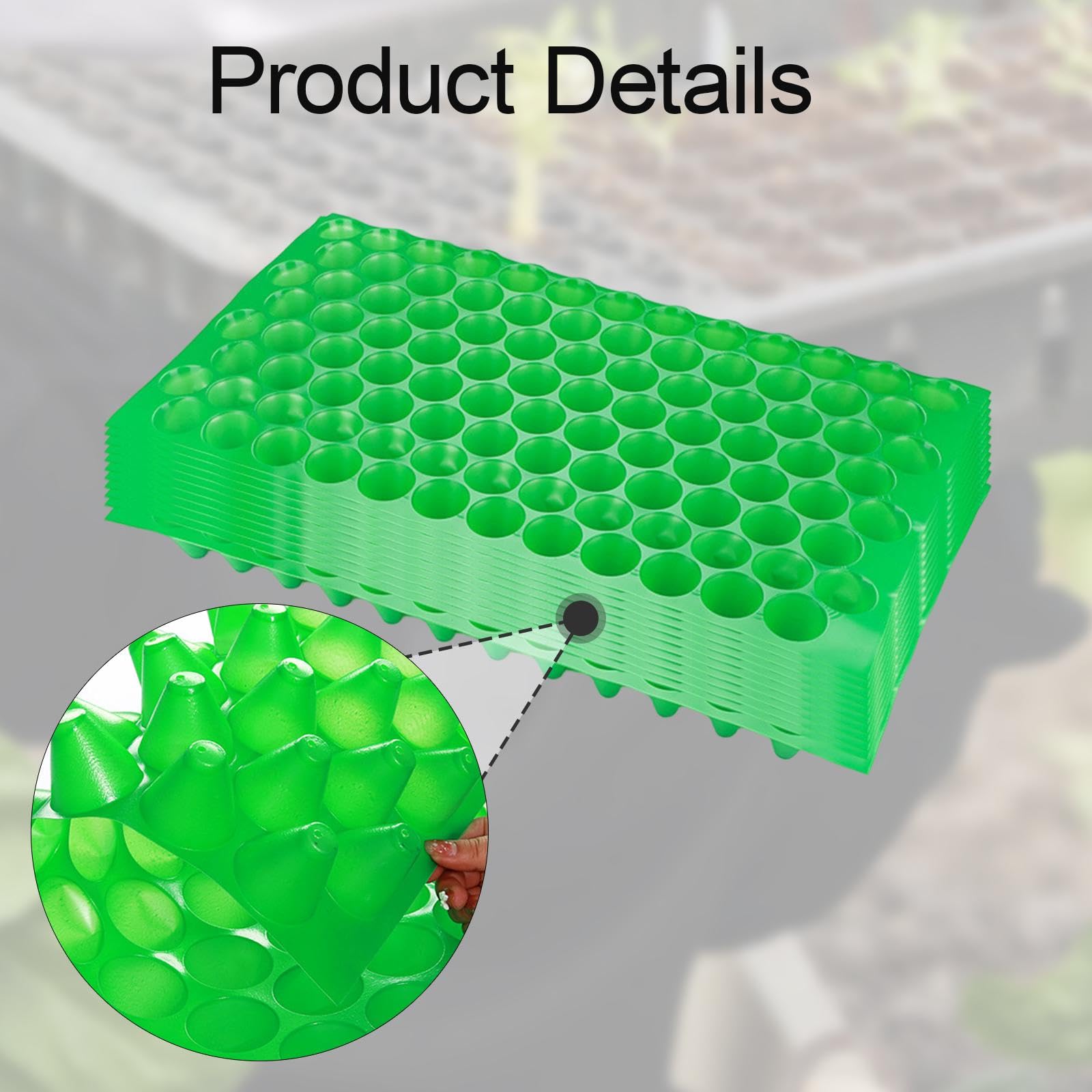 10 Piezas Bandejas para Semilleros Plantas Cultivo Reutilizable Propagación Orificios Pet Resistente Adecuado para Viveros Jardines Hogar Centros Come, 100 Hoyos