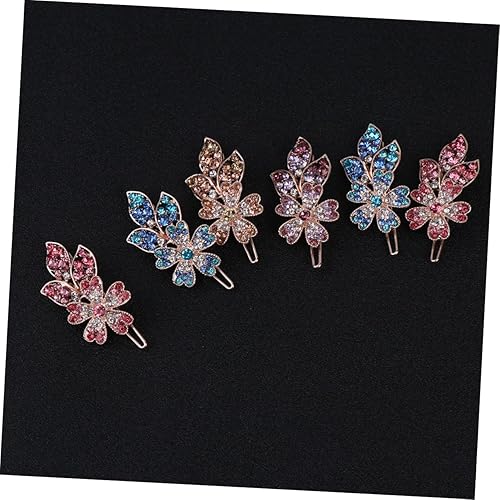 6pcs Rhinestone Hair Flower Clips for Women Crystal Floral Bobby Pin Barrettes Elegant Hair Accessories with Strong Grip Stylish Styling for Weddings and Daily Wear