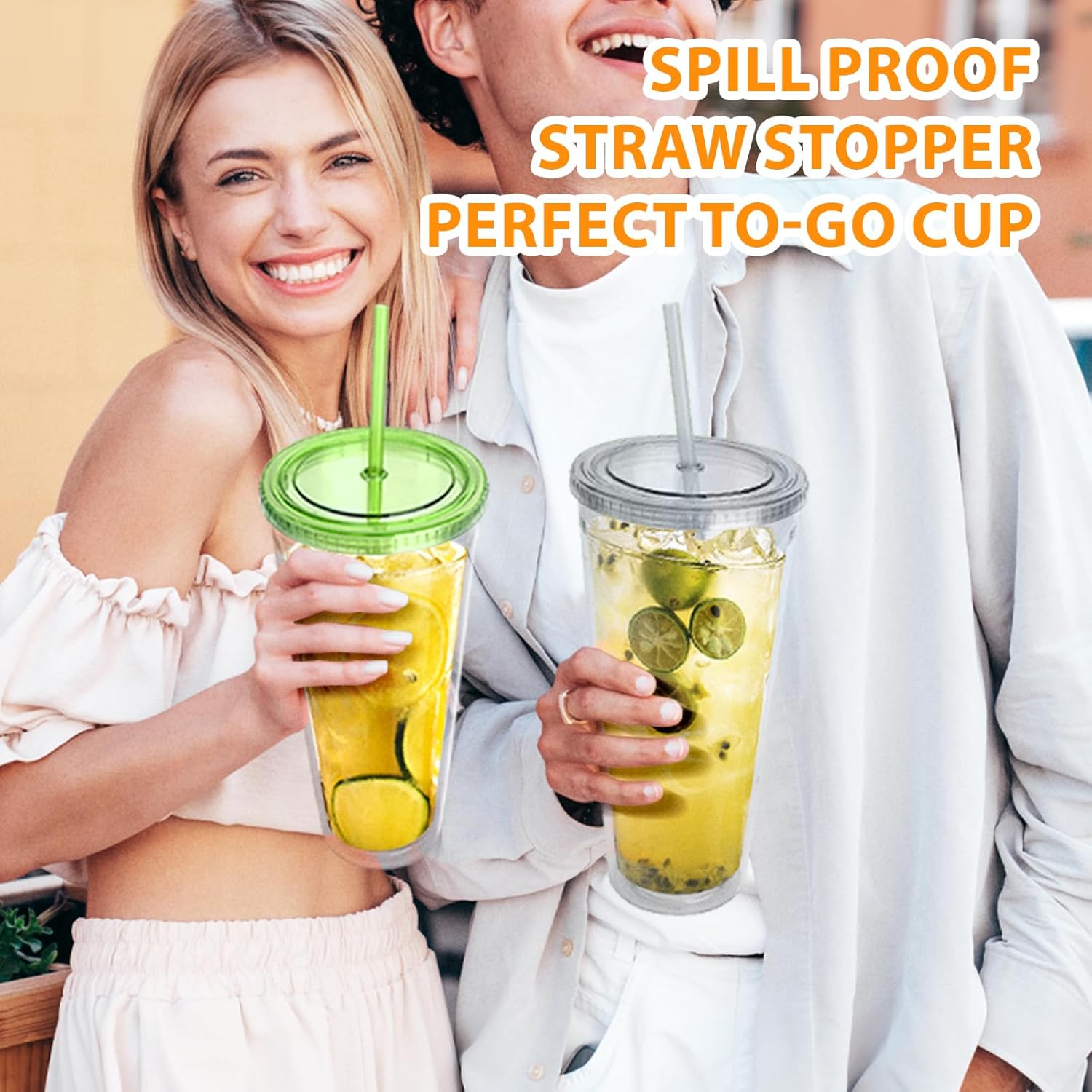 Zukro Clear Acrylic Tumbler with Straw and Lid 32 oz, Double Walled Insulated Reusable Plastic Iced Coffee Cup, To Go Cup Perfect for Parties, Birthdays, Fit in Cupholder, BPA Free, Clear, 2 Pack - Image 3