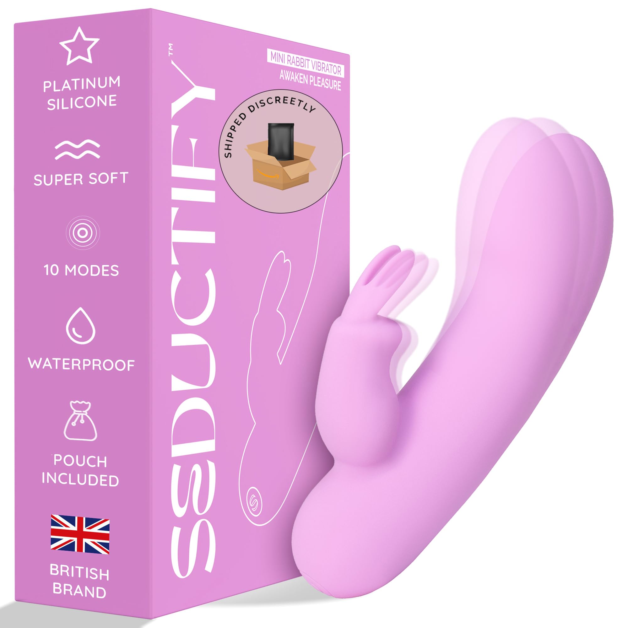 SEDUCTIFY - Mini Rabbit Vibrator Dildo Adult Sex Toy for Women with 10 Vibrating Modes Dual G-Spot Clitoral