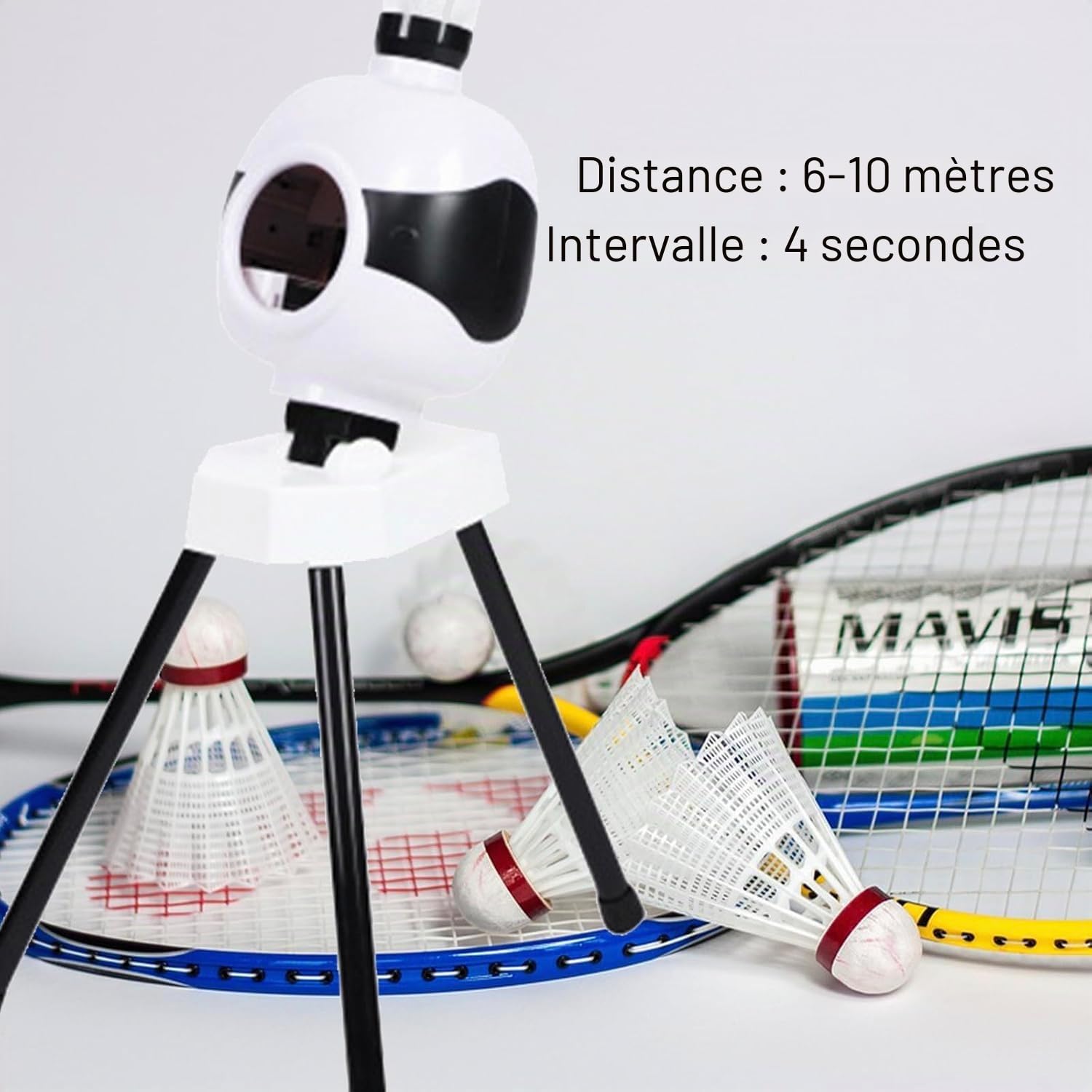 Machine à Servir Automatique pour Badminton, Robot Lanceur de Volants, Mode intérieur/extérieur, Lanceur de balles intégré pour Jardins/Parcs/pelouses