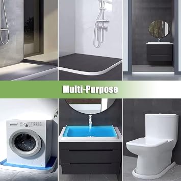 Water Dam for Shower, 39/118/196inch Shower Threshold Water Dam Barrier Silicone Shower Corner Water Guard, Silicone Shower Dam Water Stopper Dry and Wet Separation Splash Guard for Bathtub Kitchen(1M