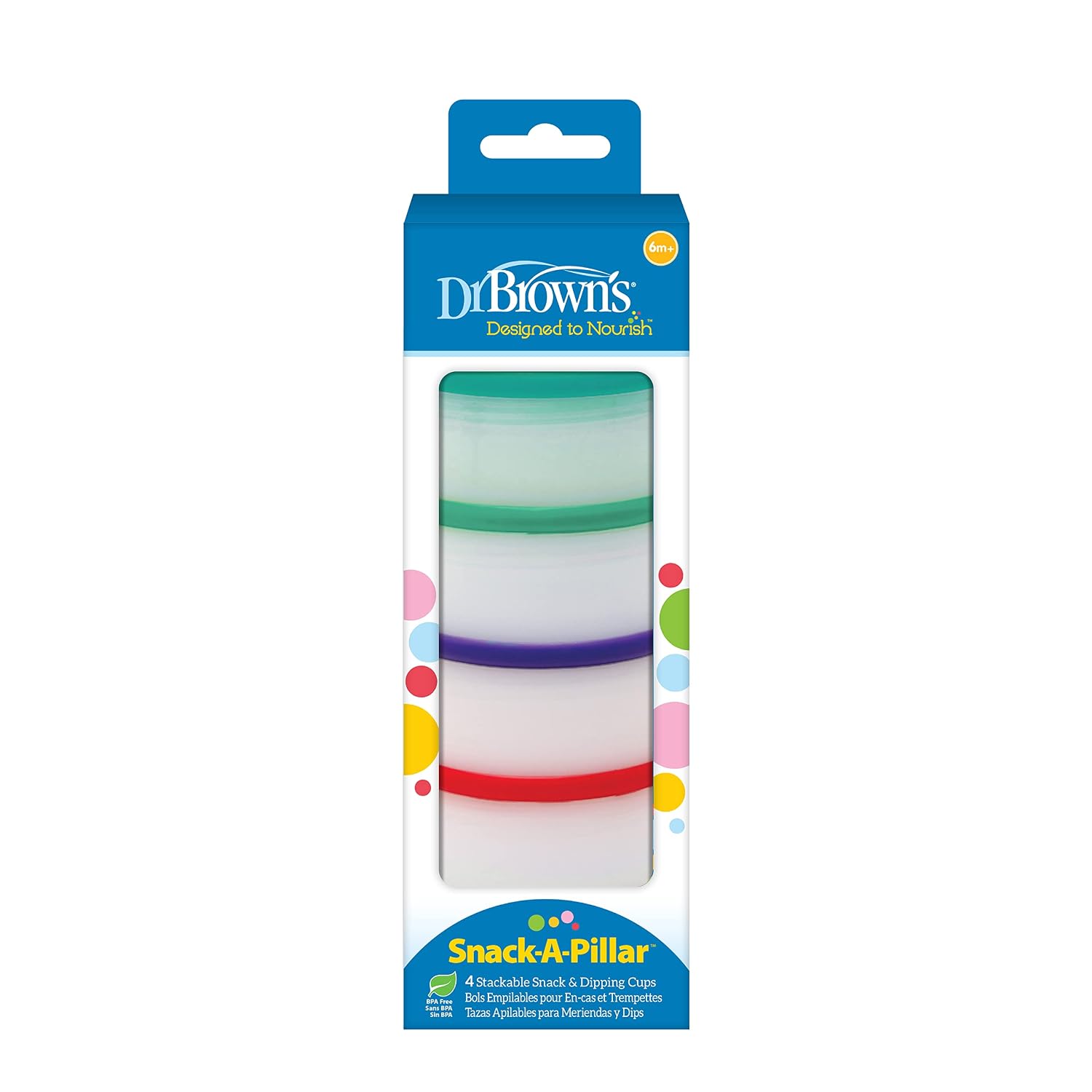 Dr. Brown's Snack-A-Pillar, Stackable Snack and Dipping Cups, BPA Free, 4 Pack