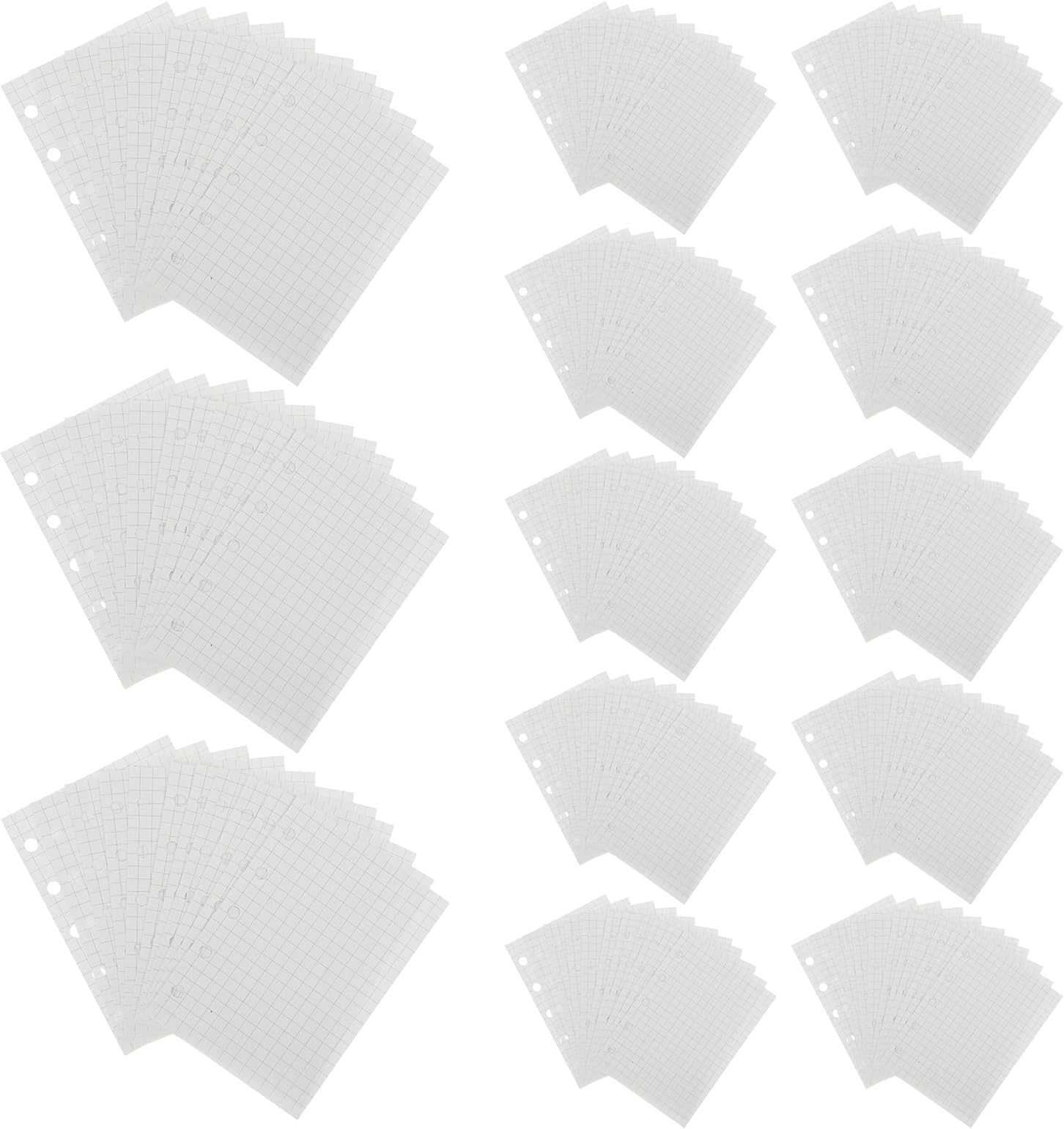 SEWACC 20pcs M5 Mini Binder Planner Refill Paper Set – 5-hole Lined Grid Inserts, 45 Sheets Per Book, Compatible with Mini Agenda Organizers for Office and School Use