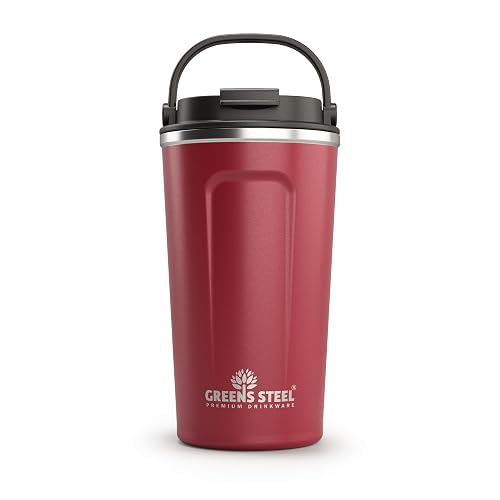 Reusable Coffee Cup with Lid and Handle - Stainless Steel