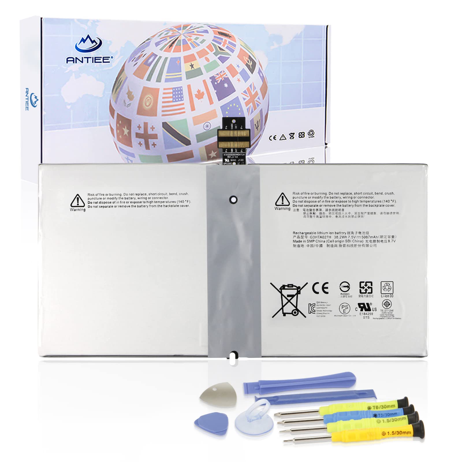 Batteria Sostitutiva Per Microsoft Surface Pro 4 - 38.2Wh 5087mAh 7.5V | Compatibile Con DYNR01 G3HTA027H - Foto 2