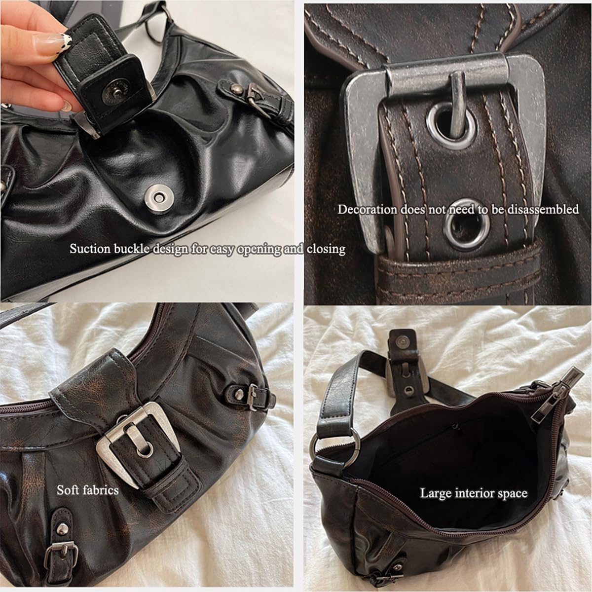 Y2K Purse Shoulder Bag for Women, Top Handle Handbag Small Goth Punk Hobo Clutch Purses Trendy Underarm Bag - Image 6