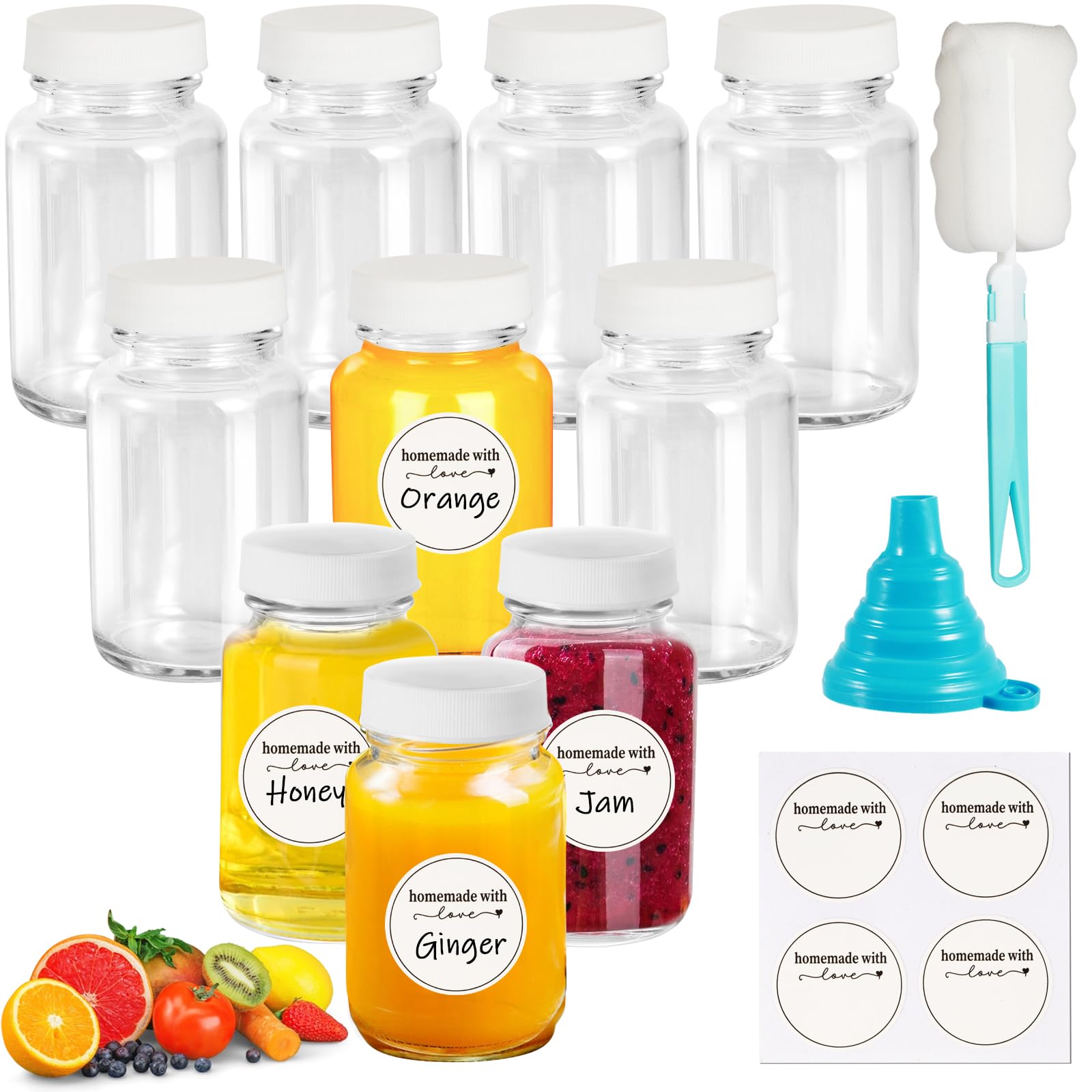 10 Mini Bottiglie Di Vetro Riutilizzabili  60 Ml , A Prova Di Perdite E Lavabili In H 926169