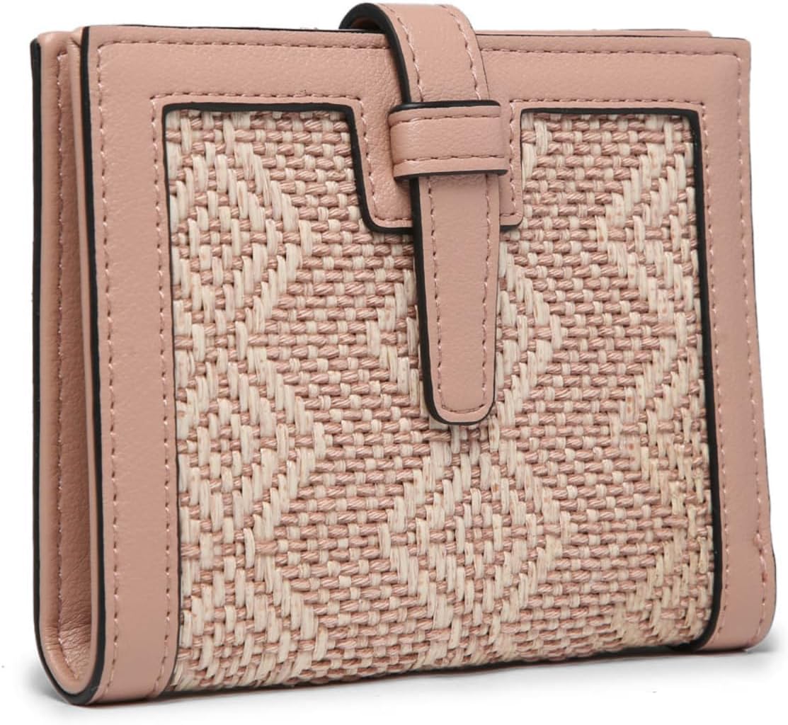 JEN & CO. Bessie Bifold Wallet Women Vegan Leather Credit Card Holder Coin Purse Change Pouch for Women (Diamond-Ivory)